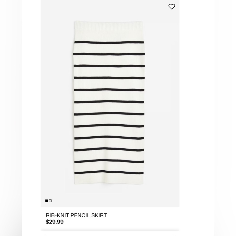 H&M maxi skirt striped size xs beige and black new